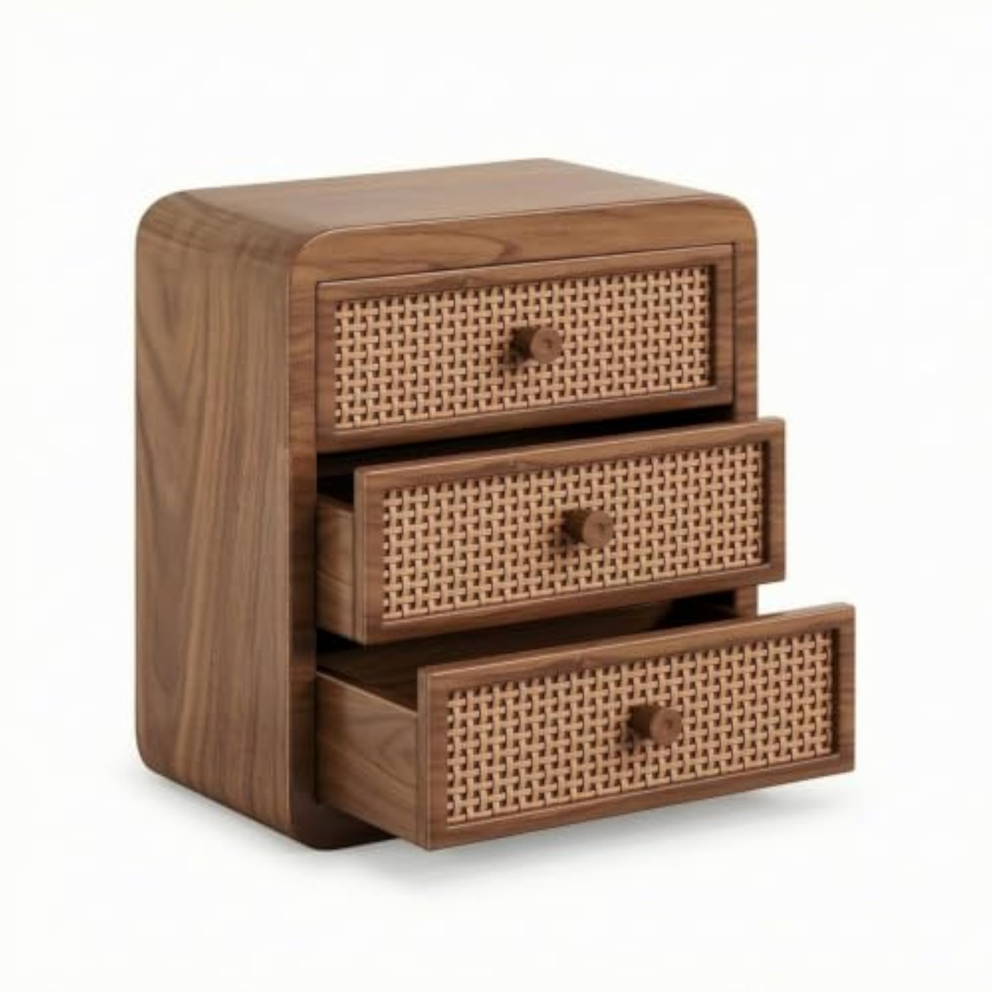 Walnut-Finish Wooden Cosmetic Storage Cabinet