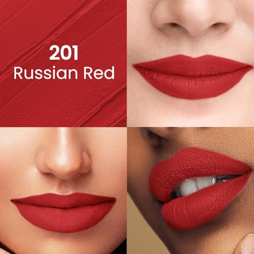 Image of Swiss Beauty Pure Matte Creamy Lipstick | Non-drying, Highly pigmented Lipstick | Shade- Russian Red, 3.8gm|