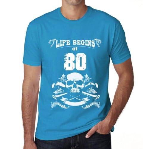 80 ans t-shirt graphique homme vintage 1944 aqua en taille XL