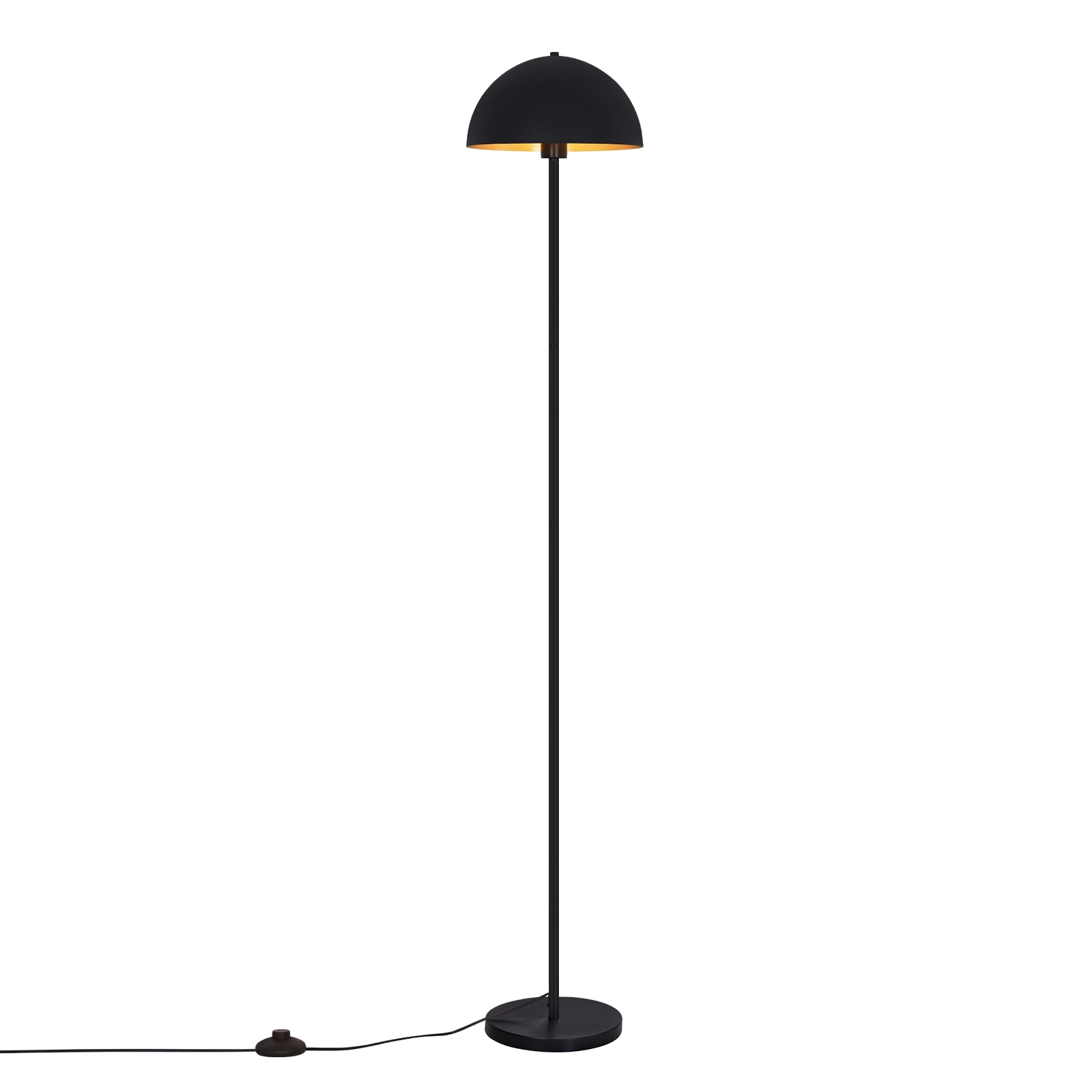 ZMH Stehlampe Bodenlampe für Wohnzimmer, Metall Stehleuchte modern 170 cm, | Lampenschirm Ø30 cm, E27 Fassung max. 40W, IP20 Innenleuchte, Schlafzimmer Leseecke, Schwarz Gold, ohne Leuchtmittel