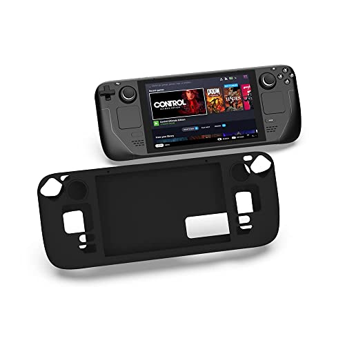 Image of New World Silicone Case for Steam Deck,Protective Cover Case Compatible with Valve Steam Deck Shock-Absorption, Non-Slip and Anti-Scratch Design-Black