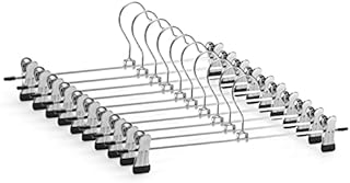 Gurkkst Trouser Hangers with Adjustable Non-Slip Clips Skirt Hangers 35cm Chrome Metal Clip Hangers Pant Hangers for Adults or Kids (10 PACK)