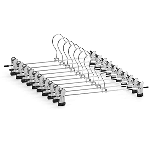 Gurkkst 10 Pcs 35cm Perchas de Hierro Cromado Metálico Perchas con Clips Antideslizantes para Pantalones Calcetines y Ropa Interior Gran Capacidad de Carga Cover