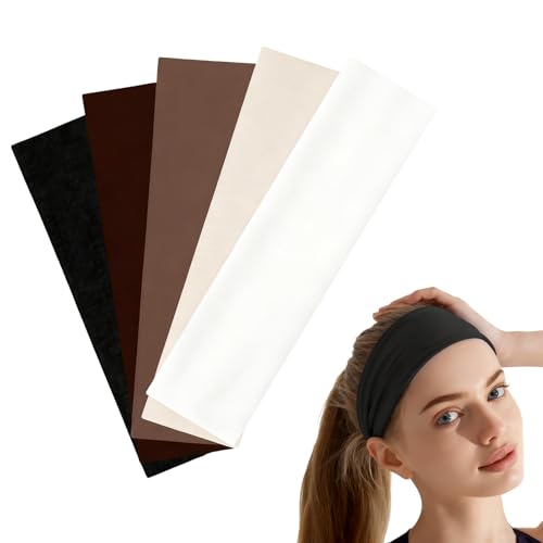 Jetstream 5 Pièces Bandeau Cheveux Femme, Bandeaux Mode pour Femmes, Anti Dérapant et Absorbant avec Élasticité, Idéal pour le Yoga, la Course à Pied, l'Entraînement, Disponible en Plusieurs Couleurs