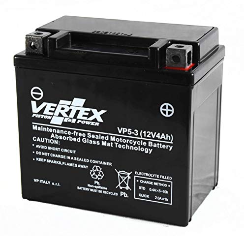Vertex VP5-3 Batterie AGM scellée pour moto/sport motorisé, 12 V, 3 Ah, CCA (-18) 70, remplace CTX5L-BS, YTX5L-BS Batterie parfaite pour moto, VTT, motoneige Cover