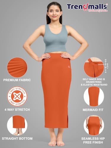 Image of TRENDMALLS Women's Polyester Spandex Stretchable Straight Saree Shapewear Petticoat for Women, Cotton Blended, Skirts for Women, Saree Shaper