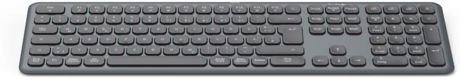Hama Wireless Keyboard Multi Device Keyboard with Radio/Bluetooth, PC, Smartphone, Tablet, Full Format, Battery, Silent Scissor Keys, Multimedia Keys, German QWERTZ Layout Black