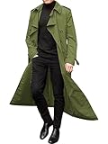 SANSIWU Mens Long Trench Coat Winter Classic Lapel Double Breasted Wool Blend Oversized Peacoat (Army Green, XL)