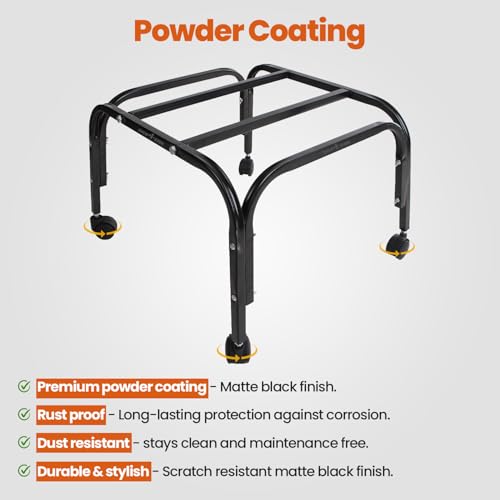Image of Shop4Ever Heavy Duty Metal Cooler Stand with 360 Rotating Wheels | Up to 120 KG Load Capacity | Rust-Resistant Base | Suitable for Room & Desert Coolers (Black) (Black)