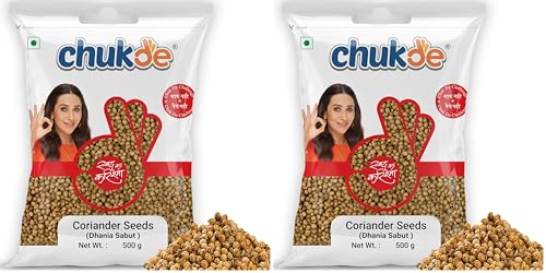 Image of Chukde Dhania Sabut, Coriander Seeds Whole Spices, 500g (Pack of 2)