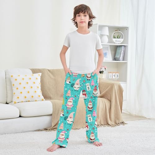 Boys' Pants Santa Christmas Tree Snowflake Blue Long Bottoms Jogger Pants Elastic Waist Trousers with Pockets S-XL3