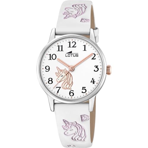 Reloj Lotus niña resistente al agua 5 ATM analógico blanco duradero 18865/1
