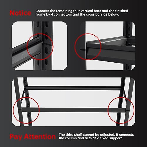 MOLYHOM Garage Shelving Heavy Duty, Garage Storage Shelves with Wheels, Adjustable Industrial Metal Storage Shelving Units, 72.1" H*31.6" W*15.8" D
