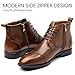 Holy dove Mens Yellow Brown Chukka Cap Toe Dress Boots with Side Zipper & Slip-On Ankle, Genuine Leather Casual Boots for Men, Size 11