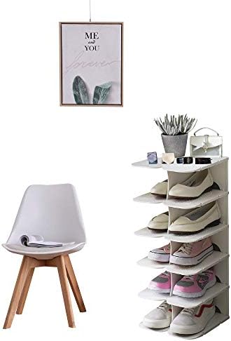 SHOEWAY 6-Tier Shoe Organizer Rack, Stackable and Adjustable Multi-Function Space-Saving Shoe Storage Shelf, Ideal for Entryway Hallway Closet Cabinet Walkway Bill Living Room Corridor Balcony [Grey]