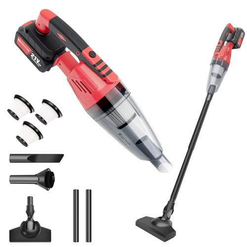 EFAN 2-in-1 Cordless Vacuum Cleaner | 120W Powerful Upright & Handheld Stick Vacuum with Rechargeable Battery | HEPA Filter | Lightweight for Carpets & Hard Floors | Hair Tools