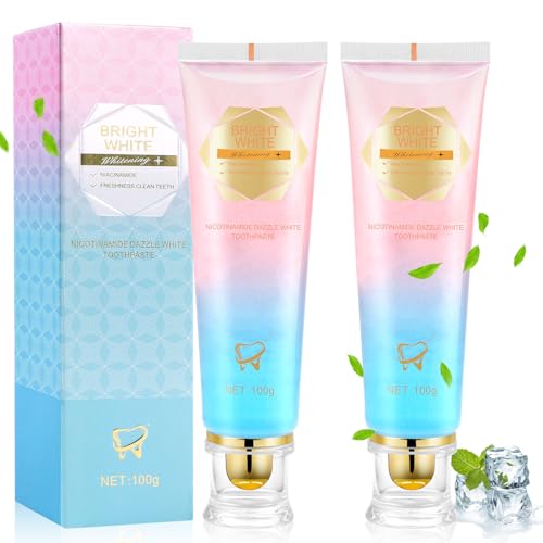 AOOSU Dentifricio Sbiancante, 2pezzi 100g Sbiancante Naturale Dentifricio, Contiene Niacinamide, Rinfresca l'Alito, Formula Delicata, Rimozione Delle Macchie Naturale
