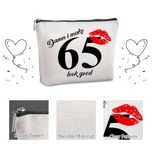 65th Birthday Gift for Women: Travel Makeup Bag - Cosmetic Bag for 65 Year Old Woman Turning 652