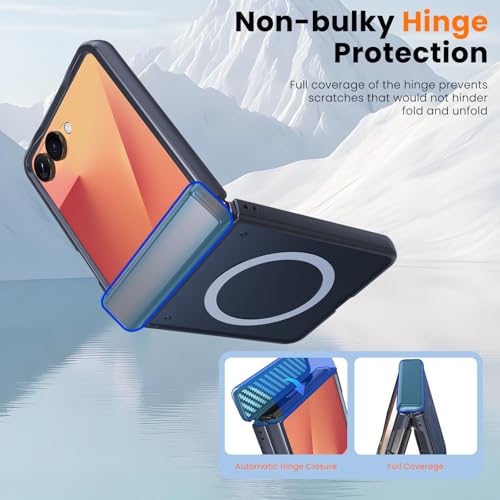 Image of WRJ for Samsung Galaxy Z Flip 8 Case Built-in Screen Protector,Blue