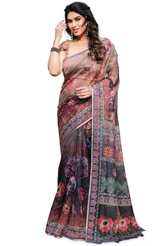 Image of MIRCHI FASHION Saree for Woman Organza Floral Printed | Lightweight Elegant Traditional Sari with Matching Blouse Piece