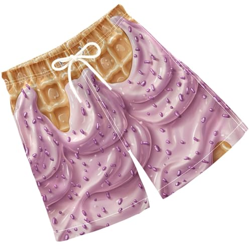 Pigsaly Boys' Swim Board Shorts Sprinkles Milk Plum Ice Cream Boy's Swim Trunks Kids Swimwear M