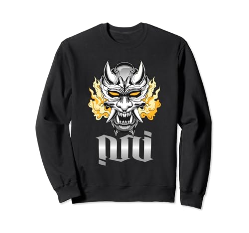 Japanese Oni Mask Ambigram Streetwear Sweatshirt