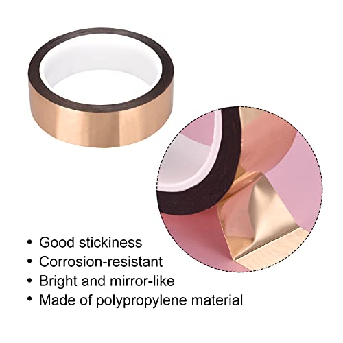 Image of MECCANIXITY Metalized Polyester Film Tape,1.17inch x 54.6yds. Adhesive Mirror Finish Decor Tape for Detailing Accent Wall,Wardrobe Crafts Tape 50m x 30mm,Rose Gold Tone