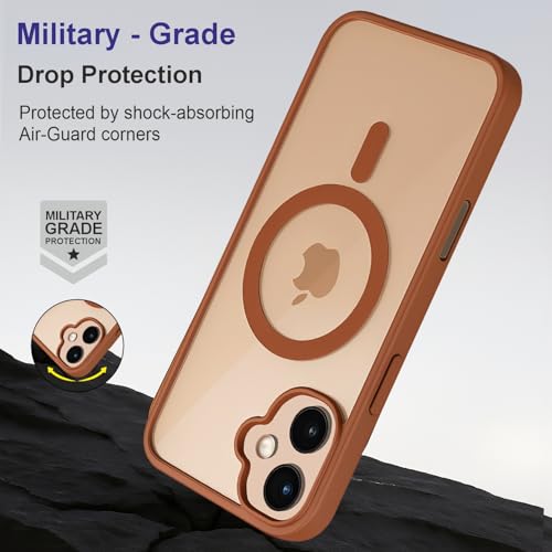 Image of AIBEX Clear Mag-Saf Case for iPhone 16 Plus - 1,500 G Strong Magnetic Lock, Crystal-Clear Anti-Yellowing Back | Military-Grade Drop Protection | Camera Guard, Slim & Lightweight - Brown
