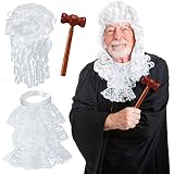Yewong Judge Costume Accessory Judge Lawyer Wig Judge Choker Blouse Collar Wooden Judge Gavel for Ha