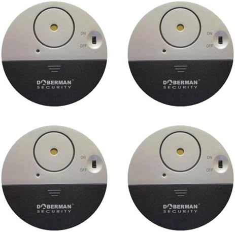 Doberman Security Slim Window Alarm Work with Sliding Windows and Vibration Sensing 4 Pack