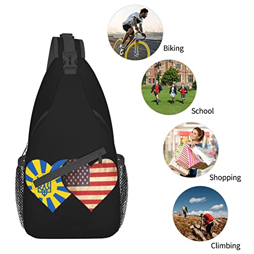 Mochila bandolera unisex de banderas Ucrania y EE.UU. miniatura 7