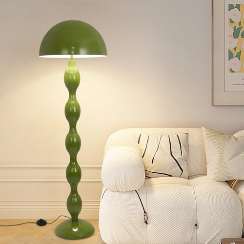 Green Floor Lamp,Vintage Floor Lamps for Living Room,Retro Tall Standing Lamp for Bedroom,Study,Girl's Room,Office,Apartment,Home Decor,Pretty Lamps Floor,Mid Century,Mushroom Lampshade,E27 Bulb Base