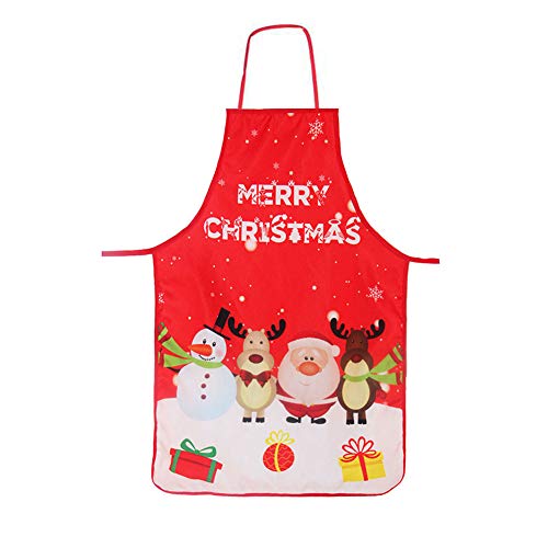 Christmas Apron Cartoon Kitchen Aprons Santa Snowman Elk Adult Pinafore for Xmas Party Chef Cooking Restaurant Baking BBQ Home Decoration (Combination)