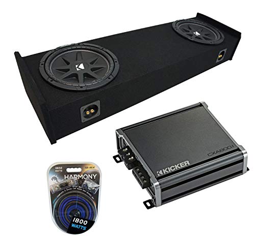 Compatible with 1997-1999 Ford F-150 Super Ext Cab Truck Kicker Bundle Comp C12 Dual 12" Sub Box Enclosure & CXA800.1 Amp