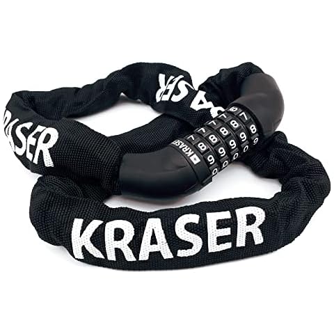 KRASER KR610 Heavy Duty Bike Chain Lock 5 Digits 100,000 Codes Resettable, Universal, 100cm, Black Cover