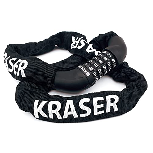 KRASER KR610 Heavy Duty Bike Chain Lock 5 Digits 100,000 Codes Resettable, Universal, 100cm, Black