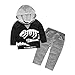 ggudd Bebes Niños Trajes Hood Camisa de Entrenamiento Tops y Pantalones Dinosaurio Impreso Serie de Ropa(Gris,2-3 años)
