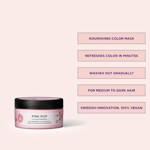 Foto von Maria Nila - Colour Refresh Pink Pop, 100 ml - Pflegende Haarmaske mit semi-permanenten Farbpigmenten - Lebendige Farbpflege für kreatives Haarstyling & Rosa-Töne - Vegan & Tierfreundlich - Reisegröße