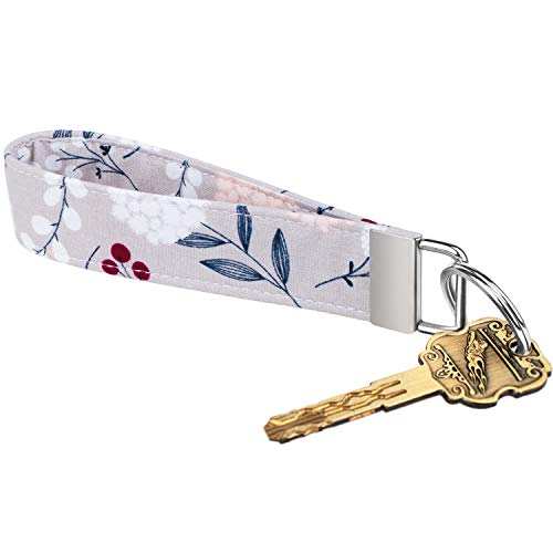 Celokiy Boho Floral Cute Keychain Wristlet Lanyard - Dandelion Flower Cotton Fabric Key Chains for Women