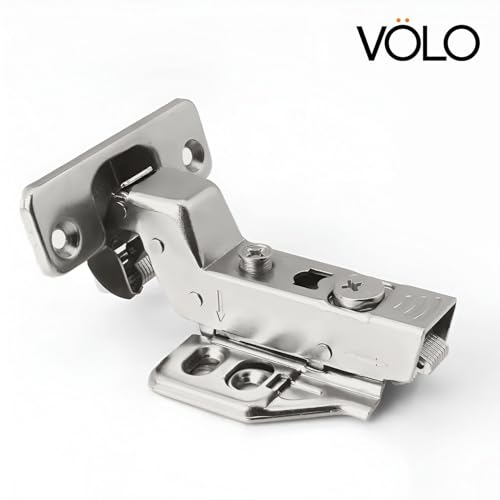 Image of VOLO Cabinet Hinges, Set of 1 (2 Pieces) for Furniture, Wardrobes, Doors, and Storage Units | (3D Soft Close (Mild Steel), 15 Crank | Inset)