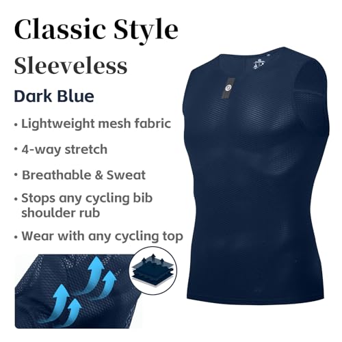 YKYWBIKE Cycling Base Layer Men Sleeveless Cycling Jerssey Mesh Super Breathable Quick Dry Bike Sports Undershirt Ultralight Dark Blue by YKYWBIKE - Used condition - Image 4