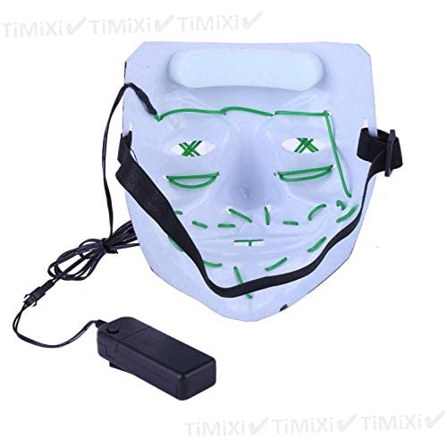 Lovelegis Led Mask, Horror, Monster, Zombie, Fancy Dress, Halloween, Carnival, Party, Accessories, Black, White Light, green - Image 3