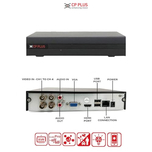 Image of CP Plus 4CH 3K /5MP Hybrid AI DVR H.265 Pro+ [Smart Motion Detection (Human /Vehicle) + Audio Recording + 5 in 1 (IP /HDTVI /HDCVI /AHD /CVBS)], Supports 4CH HD + 2CH IP Cameras (HDD Not Included)