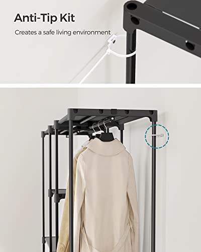SONGMICS Portable Closet, Freestanding Closet Organizer, Clothes Rack with Shelves, Hanging Rods, Storage Organizer, for Cloakroom, Bedroom, 71.7 x 16.9 x 71.7 Inches, Black URYG037B02 thumbnail 8