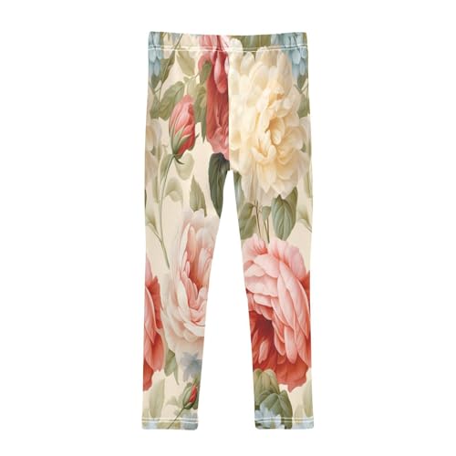 Bolaz Toddler Girls Leggings Printed Yoga Pants Leggings Yellow Pink Rose for Kids2