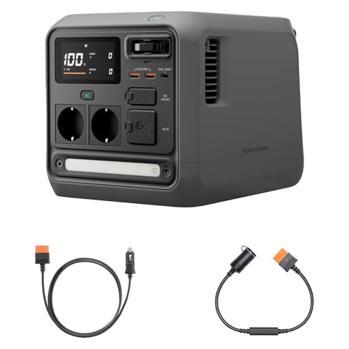 DJI Power 1000 Mini tragbare Powerstation, 1008-Wh-LFP-Akku, kompakte Größe, maximale Ausgangsleistung 1000 W, Fahrzeugstrom, SDC-zu-Kfz-Ladestecker-Kabel (12 V), Camping, Roadtrips