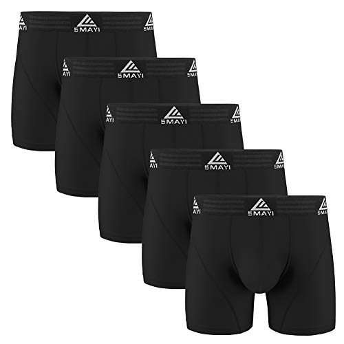 5Mayi Men's Boxer Briefs Spandex Athletic Mens Underwear Performance Boxer Briefs for Men Pack of 5 L