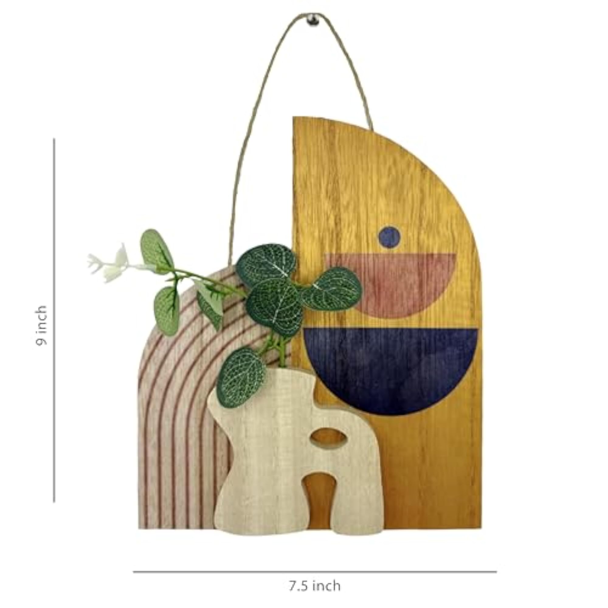 Vintage Style Boho Wall Hanging with Artificial Plant