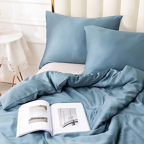Gokotta Duvet Cover King Size, Rayon Made From Bamboo, Soft Duvet Cover Set 3 Piece With Button Closure, 1 Duvet Cover 106 X 92 Inches With Corner Ties And 2 Envelope Pillow Cases(Blue, King) #TOP4