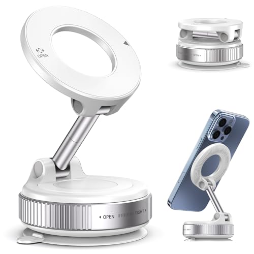 Image of Jikasho Magnetic Phone Holder for Car, Suction Cup Phone Mount for Magsafe | 360 Adjustable Vacuum Car Phone Mount, Hands-Free Phone Holders for Your Car for iPhone 17 Pro Max 16 15 14 13 12 Air Plus